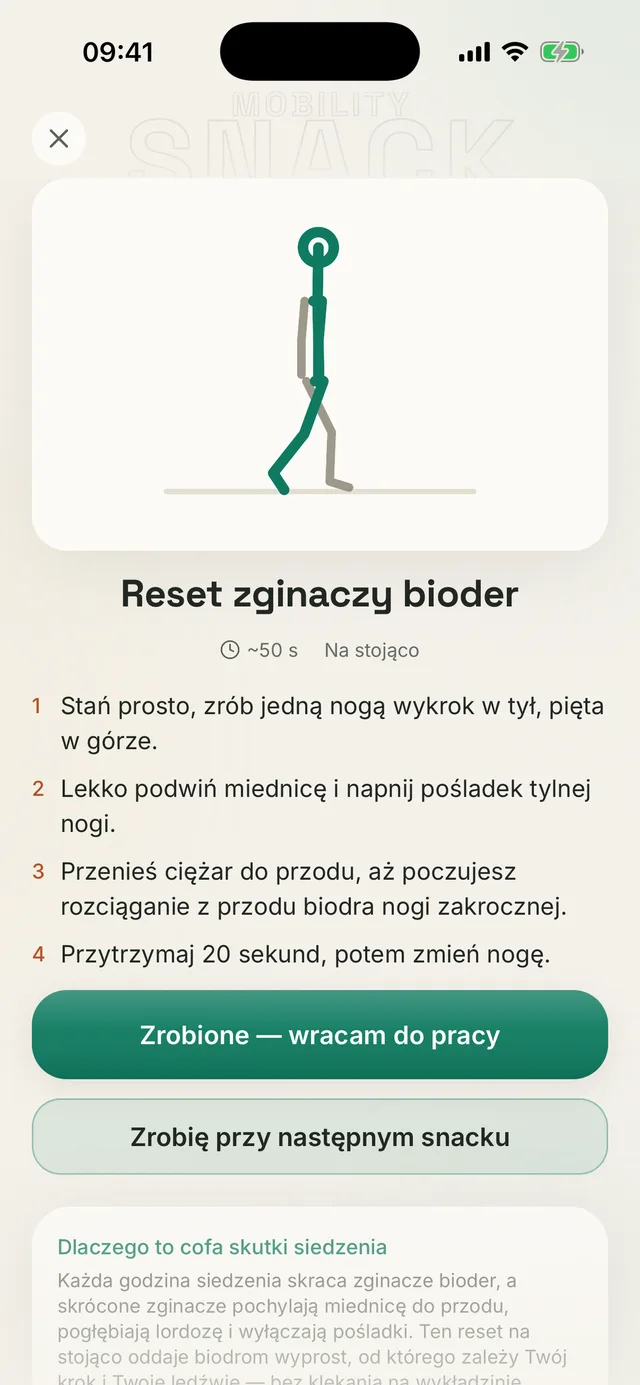 Ekran Kallen: krótka mobilizacja do wykonania w przerwie od pracy przy biurku