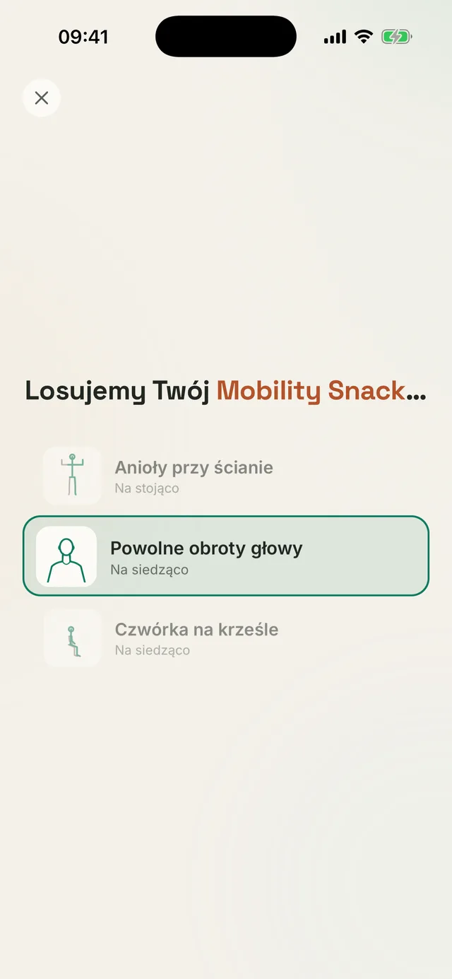 Ekran Kallen: losowanie krótkiej mobilizacji spośród trzech propozycji dobranych do profilu